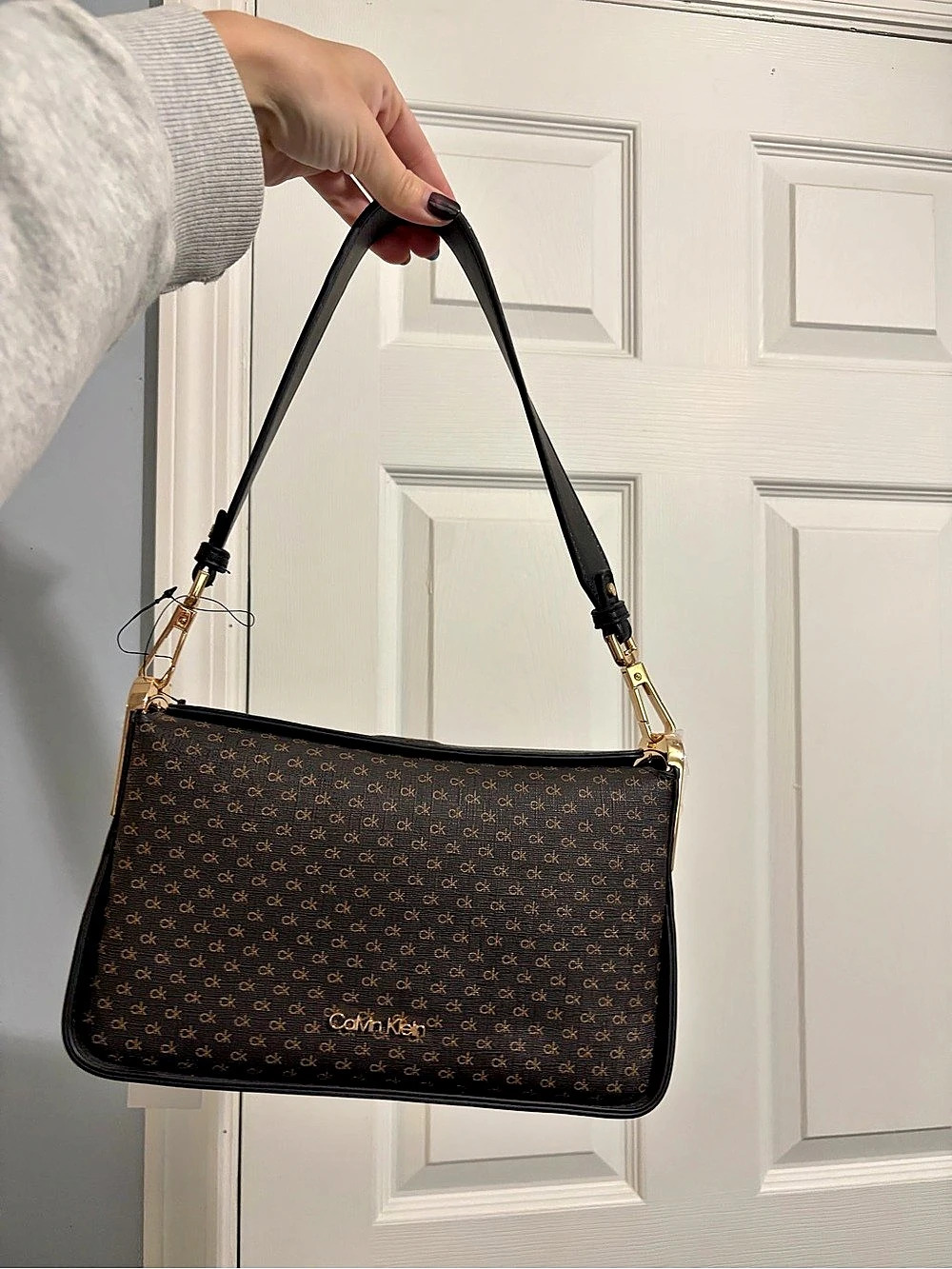 Calvin Klein Fay Demi Shoulder Bag Black & Brown